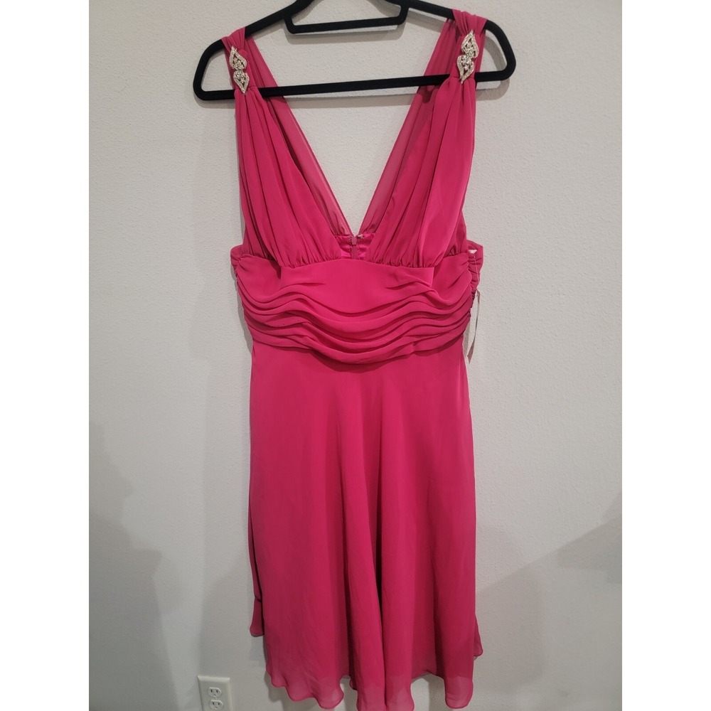 Faviana New York Pink Jeweled Strap‎ Sleeveless Chiffon Dress Gown 15/16 Vtg NWT